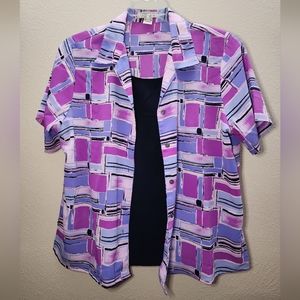 Notations Woman Patterned Blouse with Faux Tank Top Women's 1X